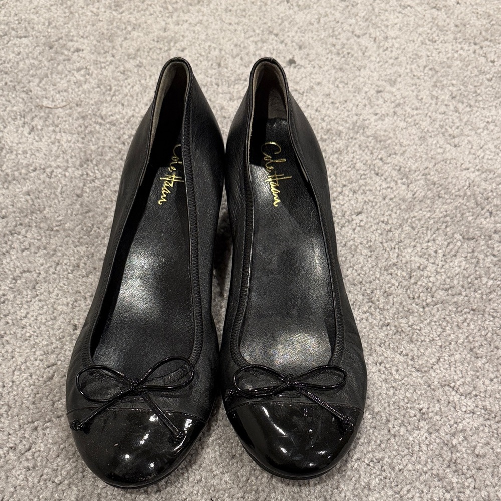 Cole Haan Black Flats with Glossy Bow